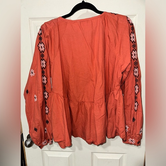 Gunit Boutique Long Sleeve Tie Detail Embroidered Blouse XL - Picture 2 of 3